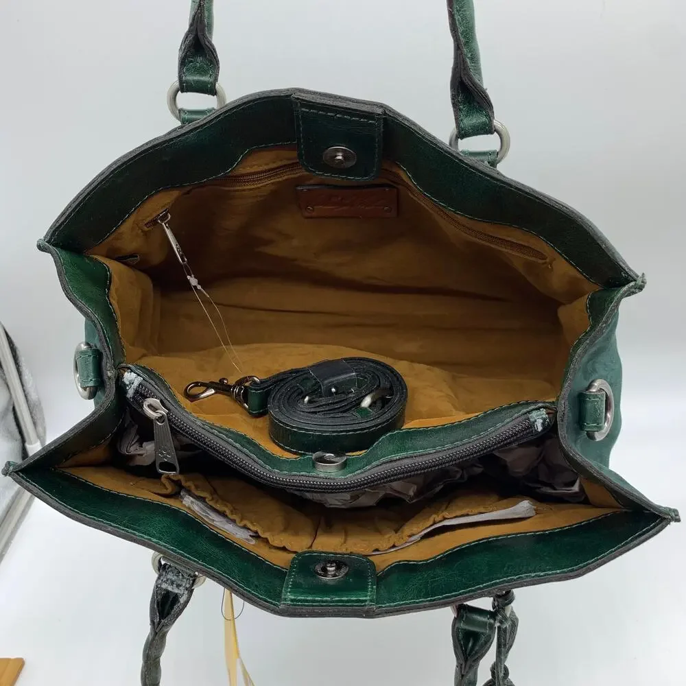 Patricia Nash Leather Handbags Primrose Satchel Dark Green Purse